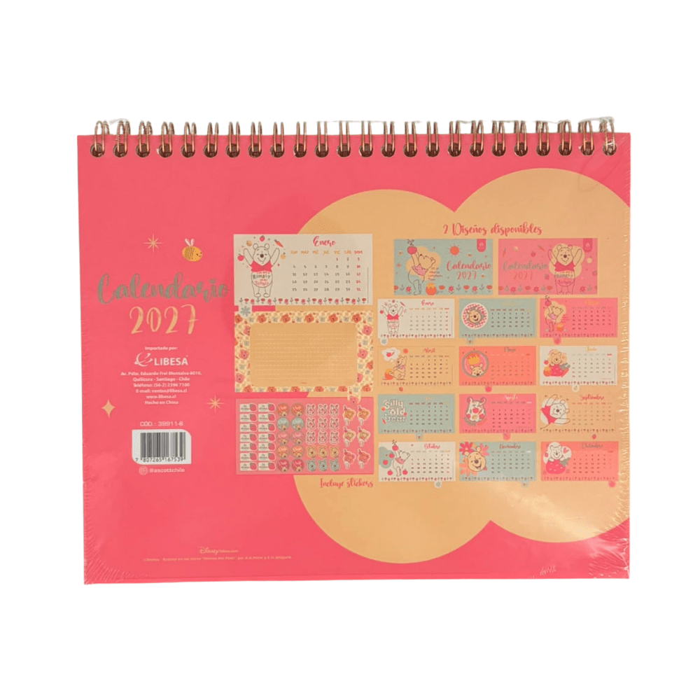 Calendario Escritorio Pooh 21x12cm Ascott1