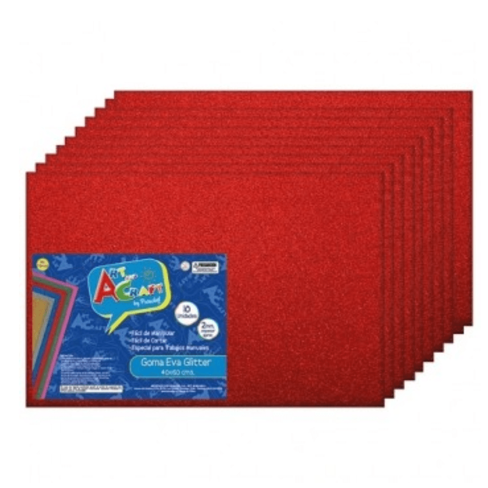 10Un Goma Eva Glitter 40x60Cm Rojo Art&Craft1