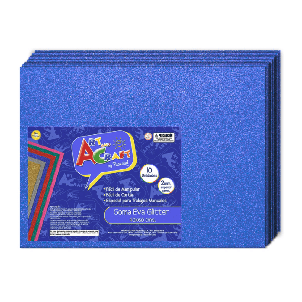 10Un Goma Eva Glitter Azul Art&Craft1