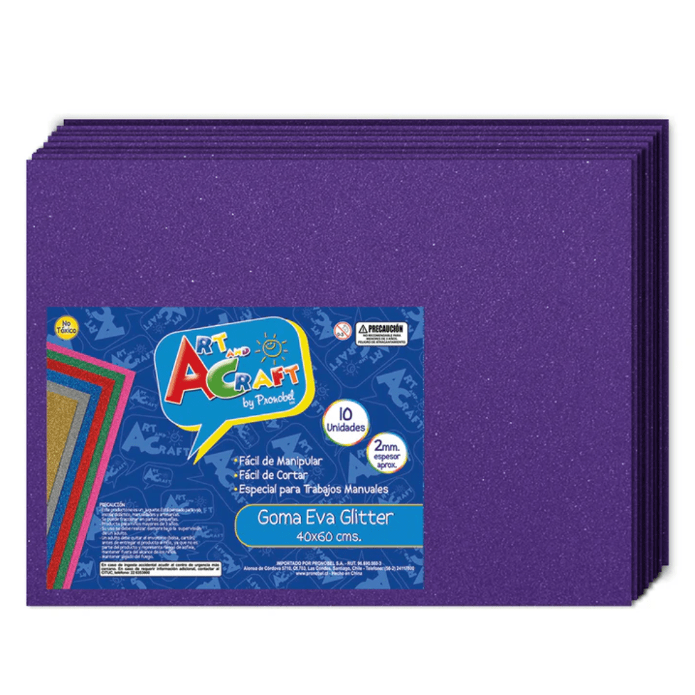 10Un Goma Eva Glitter 40x60cm Morado Art&Craft1