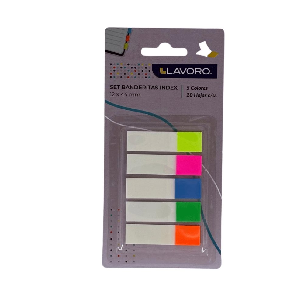 Set Banderitas Index 12x44mm 5Col 20Hj por color Lavoro1