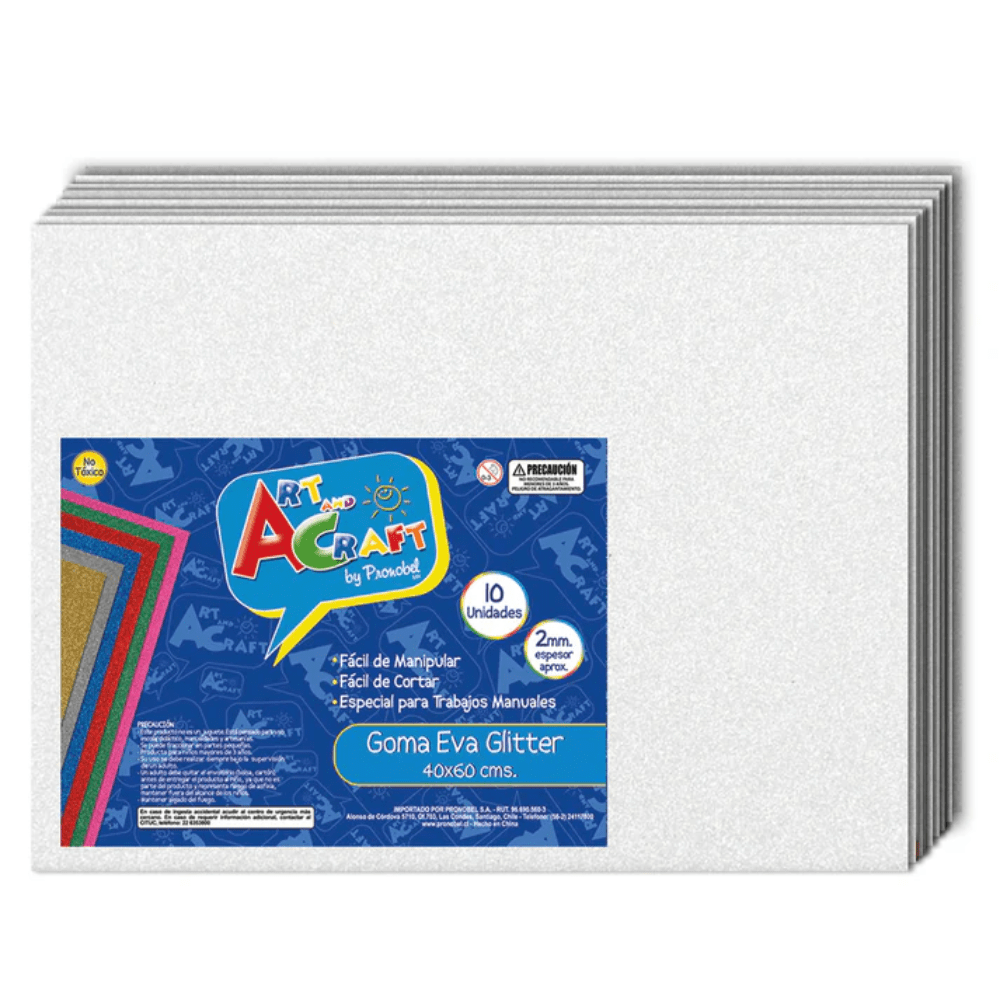 10Un Goma Eva Glitter 40x60Cm Blanco Art&Craft1