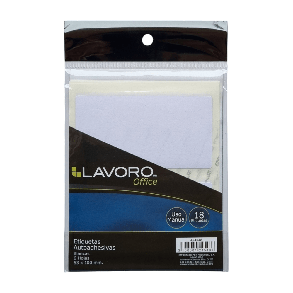 Etiqueta 30un sobre autoadhesiva 53x100mm Lavoro1