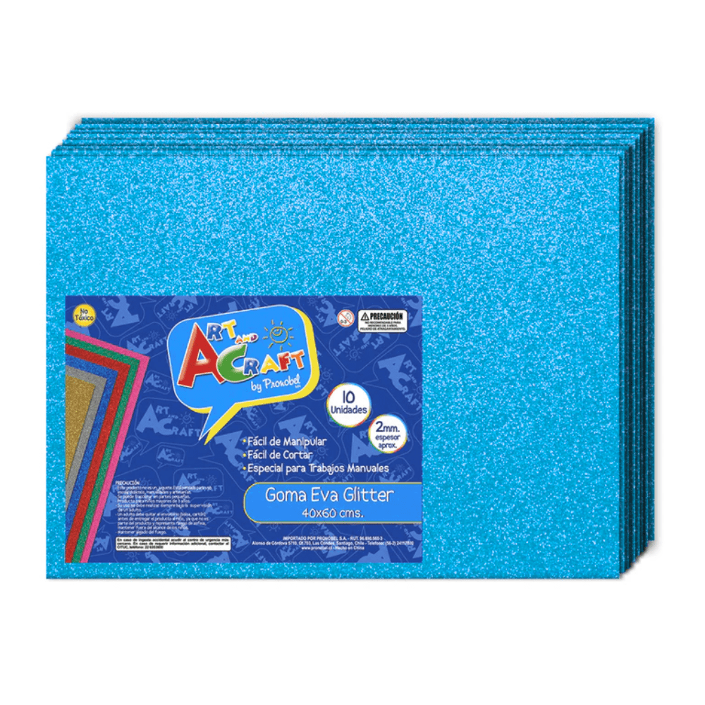 10Un Goma Eva Glitter Celeste Art&Craft1