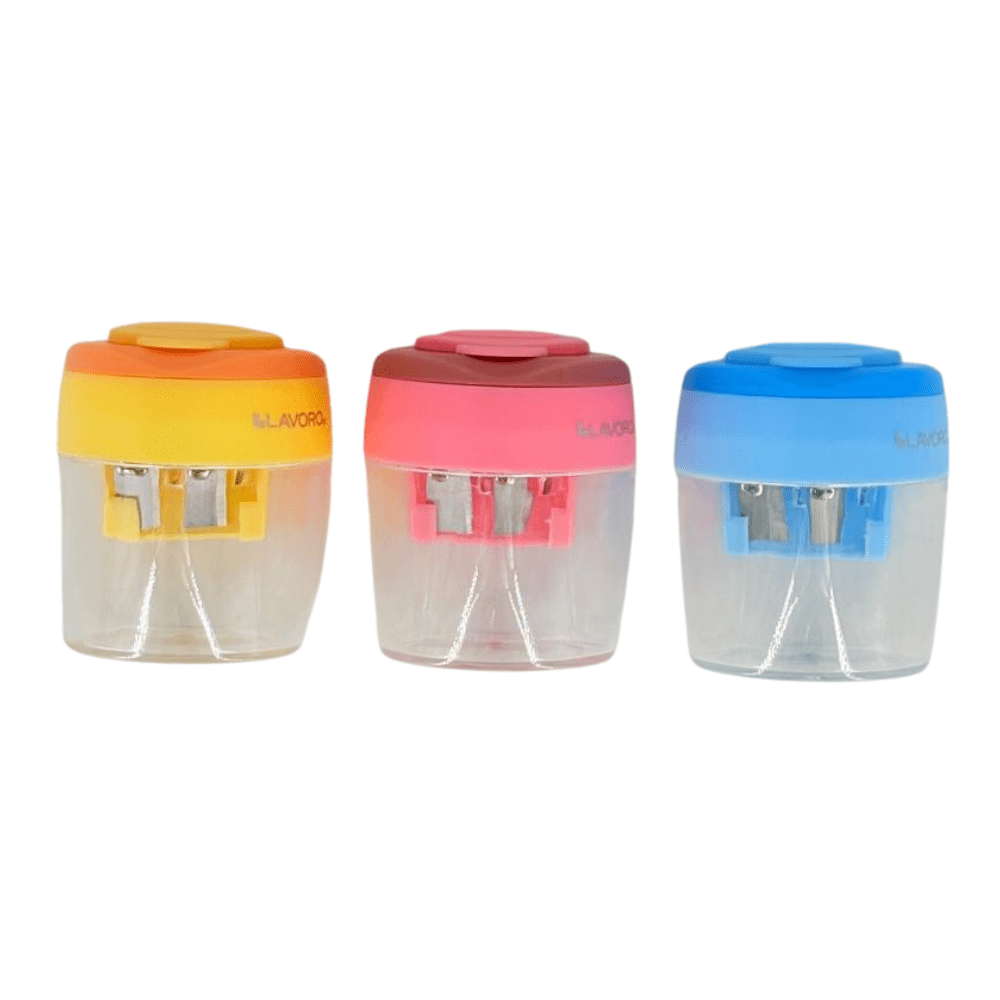 Sacapunta Doble Plastico Triangular c/tapa 3Col Pronobel1