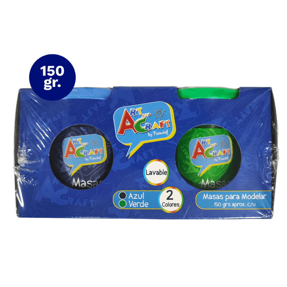 Set 02 Masa para Modelar 150grs azul/verde Art&Craft1