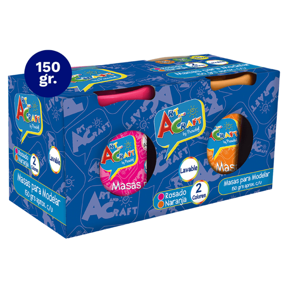 Set 02 Masa para Modelar 150Grs Rosado/Naranjo Art&Craft1