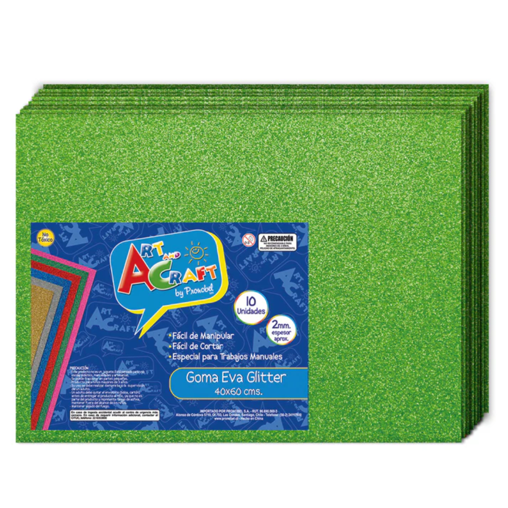 10Un Goma Eva Glitter 40x60Cm Verde Claro Art&Craft1