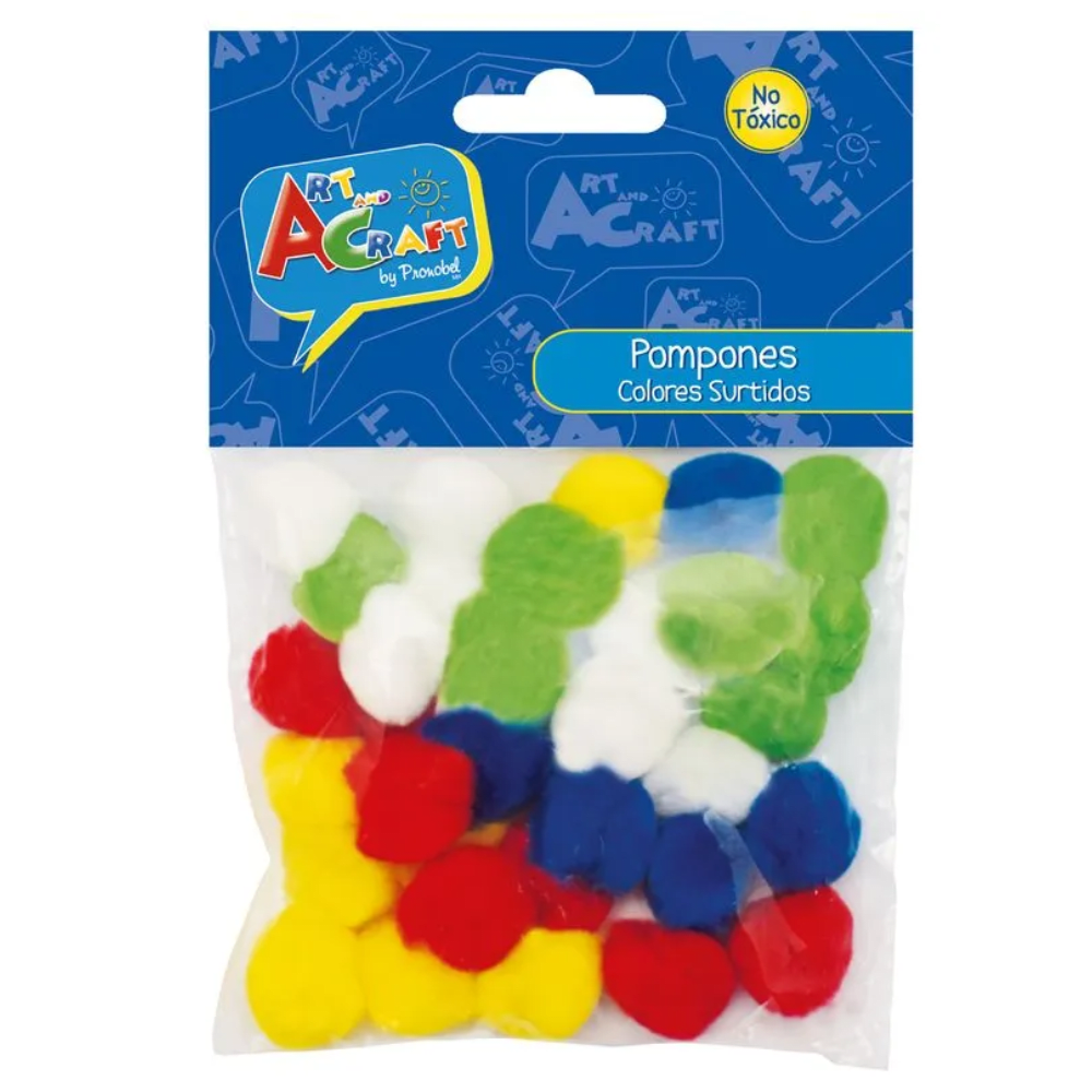 pompones 25mm 36 Pcs Colores Surtidos Art&Craft1