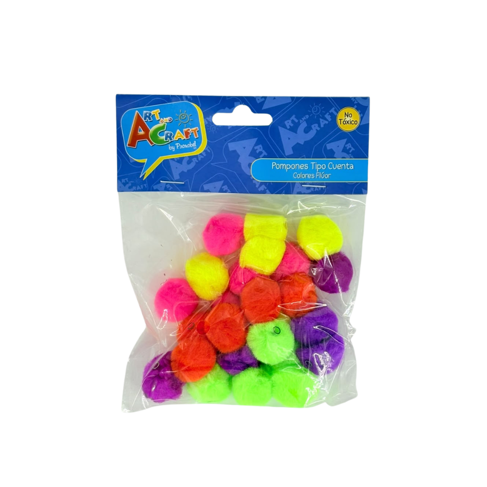 Pompones Tipo cuenta 25Pcs Col Surt Art&Craft1