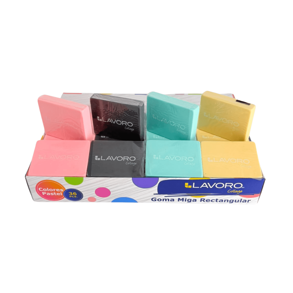 Goma de Borrar Miga Rectangular Colores Pastel Lavoro1