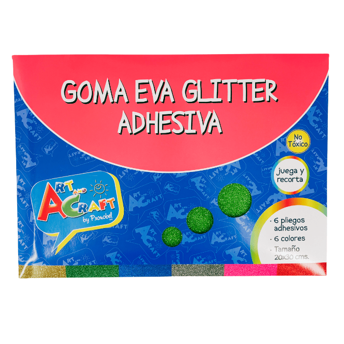 Estuche Goma Eva Surtida Glitter Adhesiva 6Col 20X301
