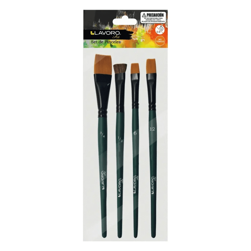 Set Pinceles Artísticos 4 Pcs Plano Lavoro1