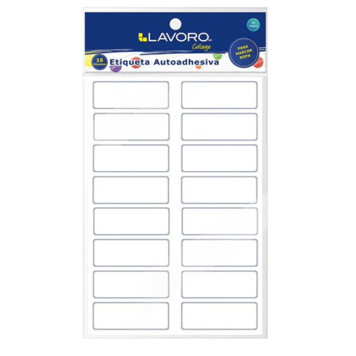 Etiqueta Escolar 16 Unidades Para Marcar Ropa 63X23Mm1
