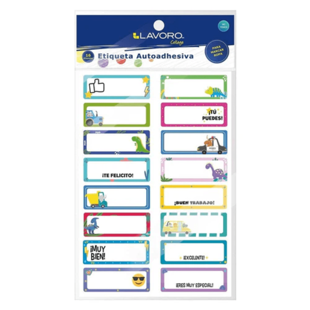 Etiqueta Escolar 16 Unidades Para Marcar Ropa Con Diseño 63X23Mm1