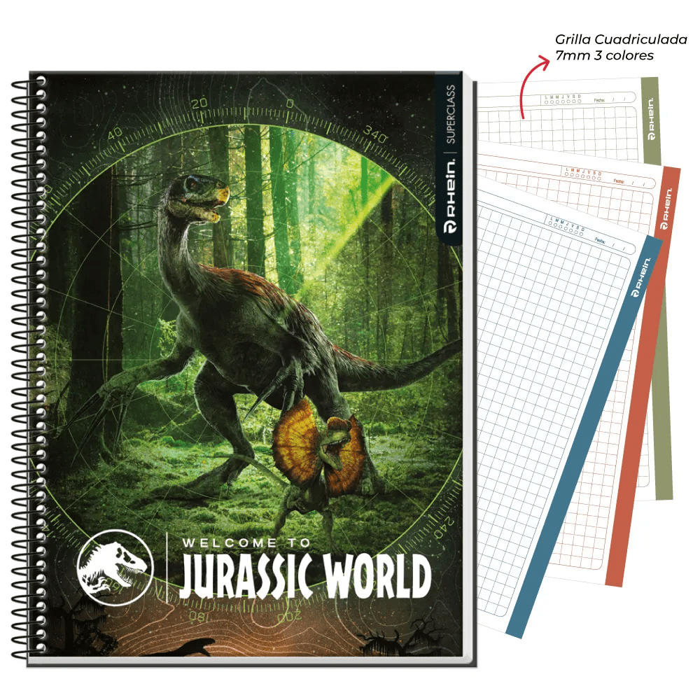 Cuaderno Triple Carta Mat 7mm 120Hjs Jurassic World Rhein4