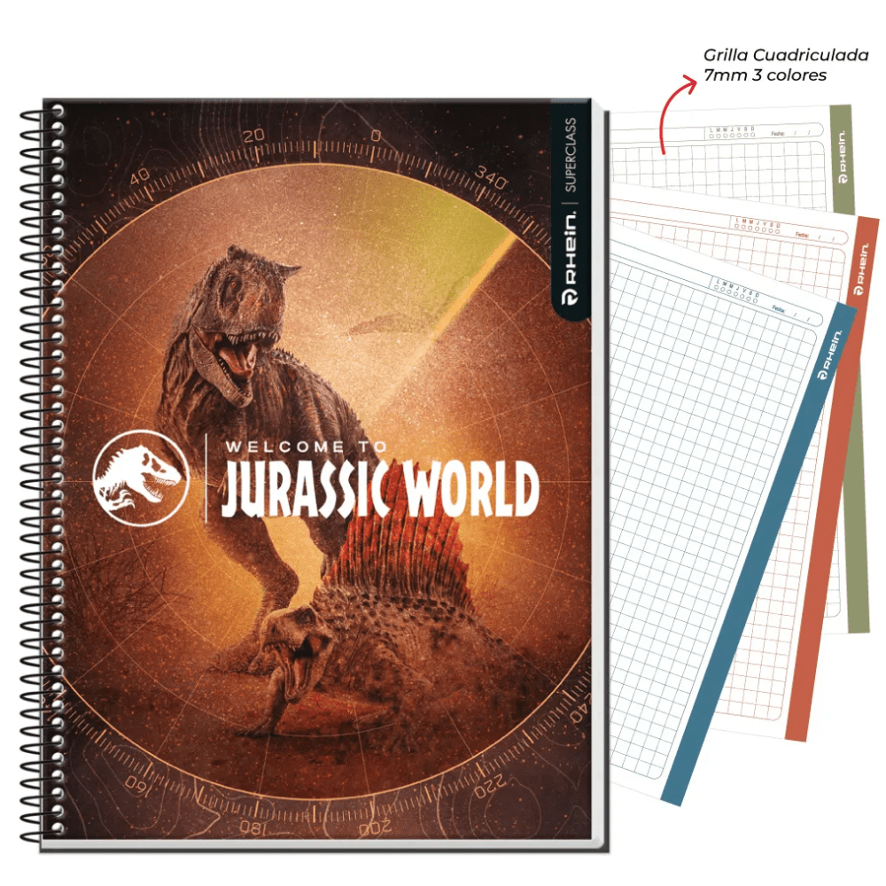 Cuaderno Triple Carta Mat 7mm 120Hjs Jurassic World Rhein3