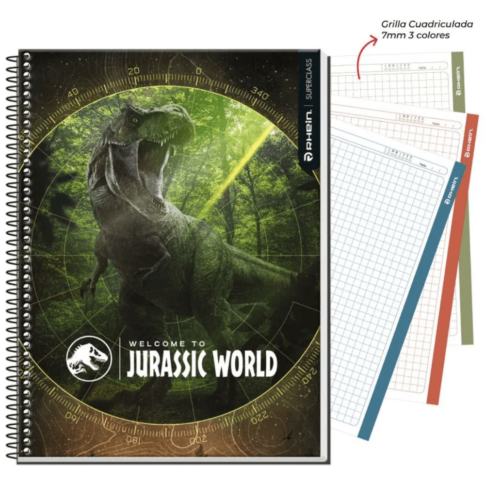 Cuaderno Triple Carta Mat 7mm 120Hjs Jurassic World Rhein2