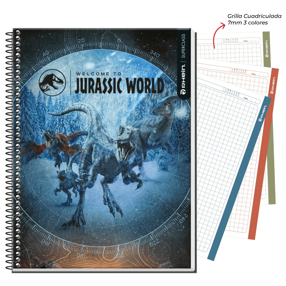Cuaderno Triple Carta Mat 7mm 120Hjs Jurassic World Rhein5
