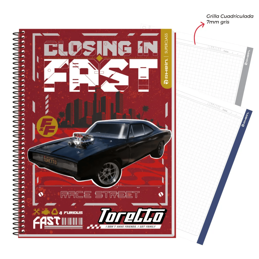 Cuaderno triple carta mat 7mm 120hj  Rapido & Furioso Rhein3