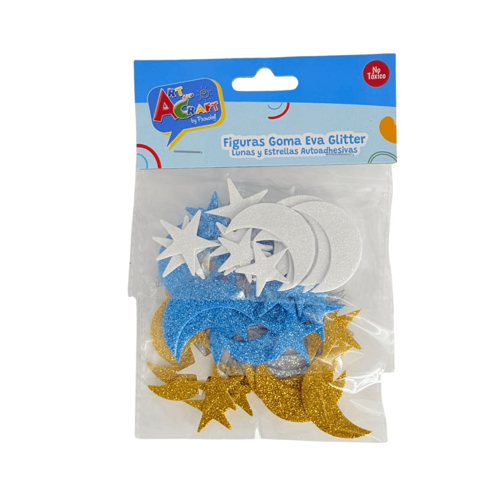 Stickers Figura Goma Eva Glitter Lunas y Estrellas Art&Craft1