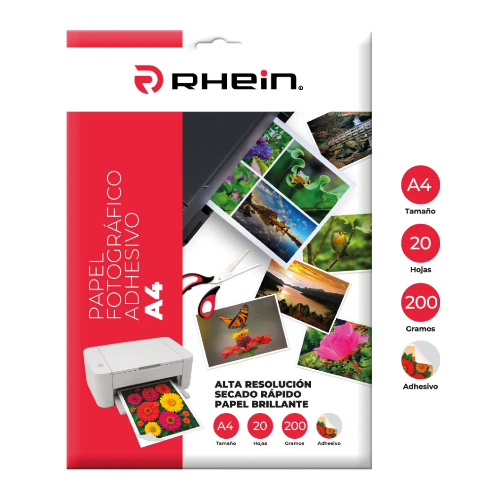 Papel Fotografico Adhesivo A4 200Grs 20Hjs Rhein1