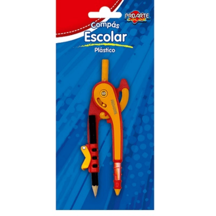 Compas Plastico Con Punta De Seguridad+Lapiz Proarte1