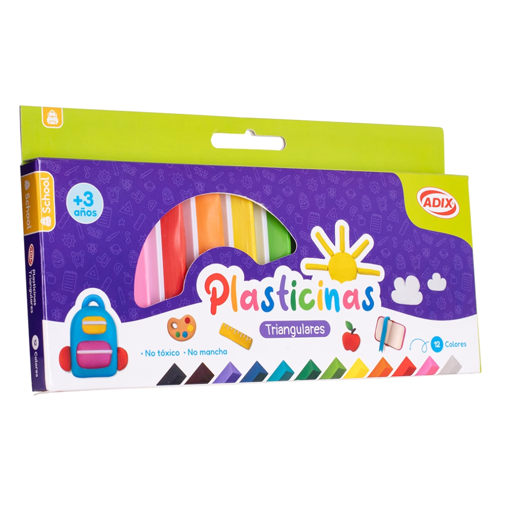 Plasticina 12 Colores Triangular Adix1