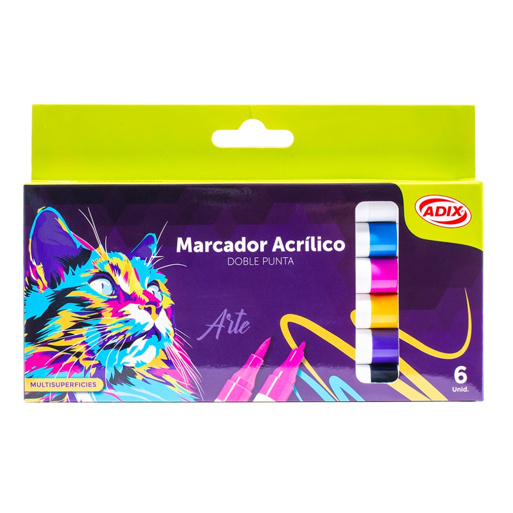 Marcador Acrilico 6Un Adix1