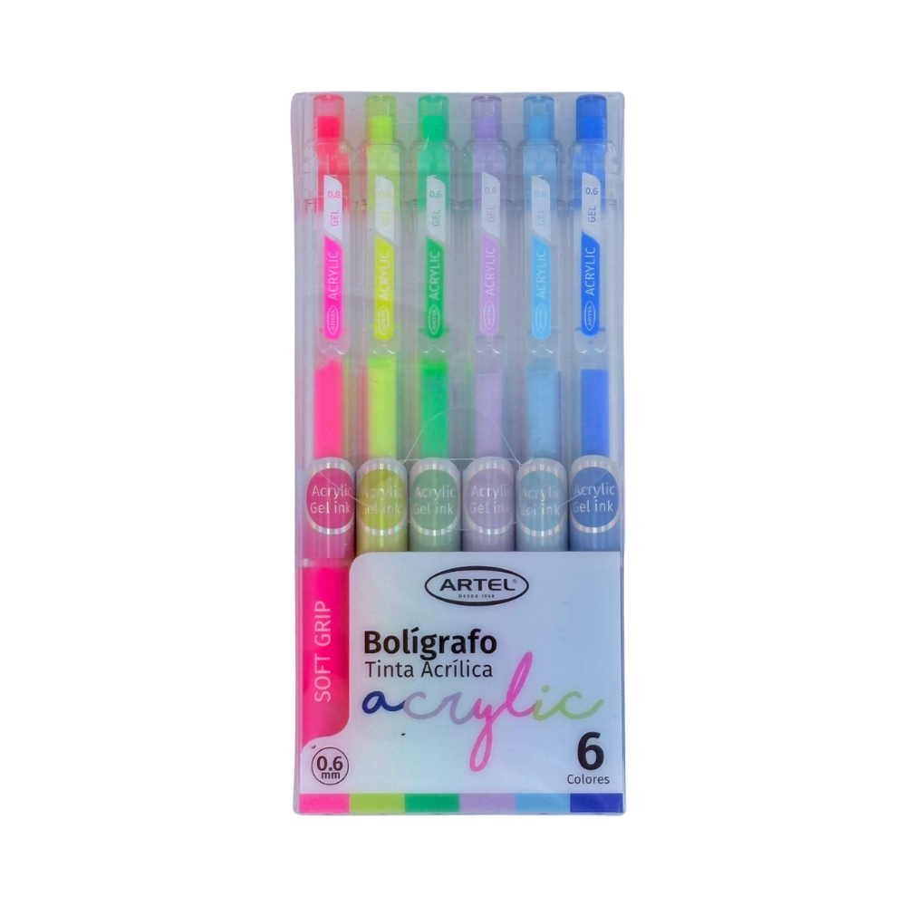 Boligrafo 6Col Tinta Acrilica Artel1