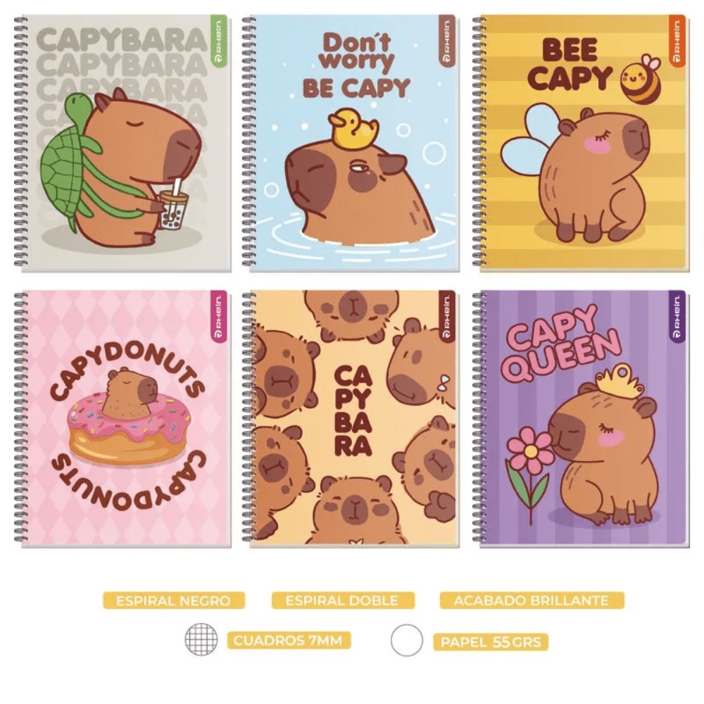 Cuaderno Universitario Mat 7mm 100Hjs Capybara Rhein1