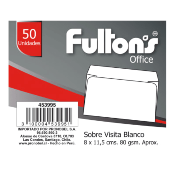 Sobre 50Un Visita Blanco 8X11.5Cm1