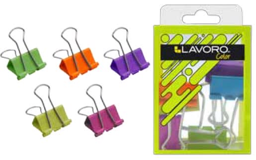 Apreta Papel Doble Colores 25mm 6Pcs1