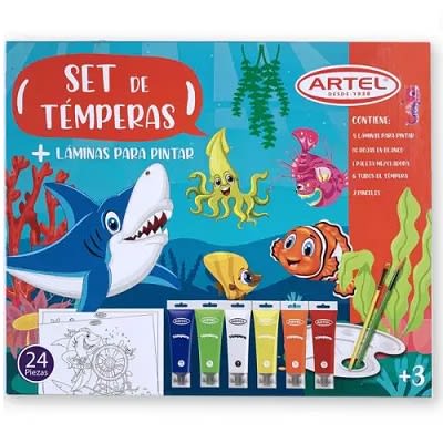 Set De Temperas Tubo + Laminas Para Pintar El Mar1