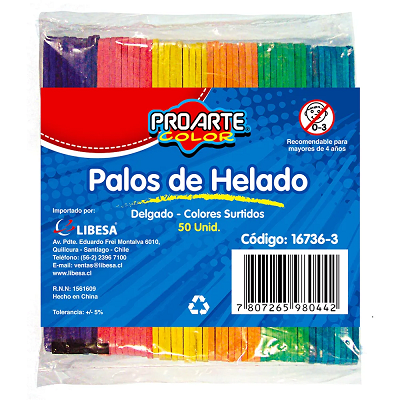 Palito Helado Color 50Un1