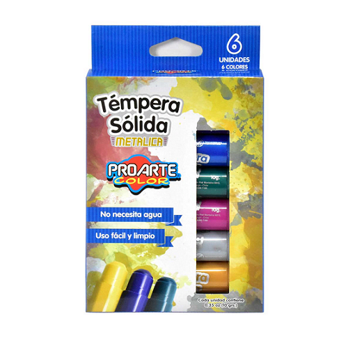 Tempera Solida 06 Colores Metalico Proarte1