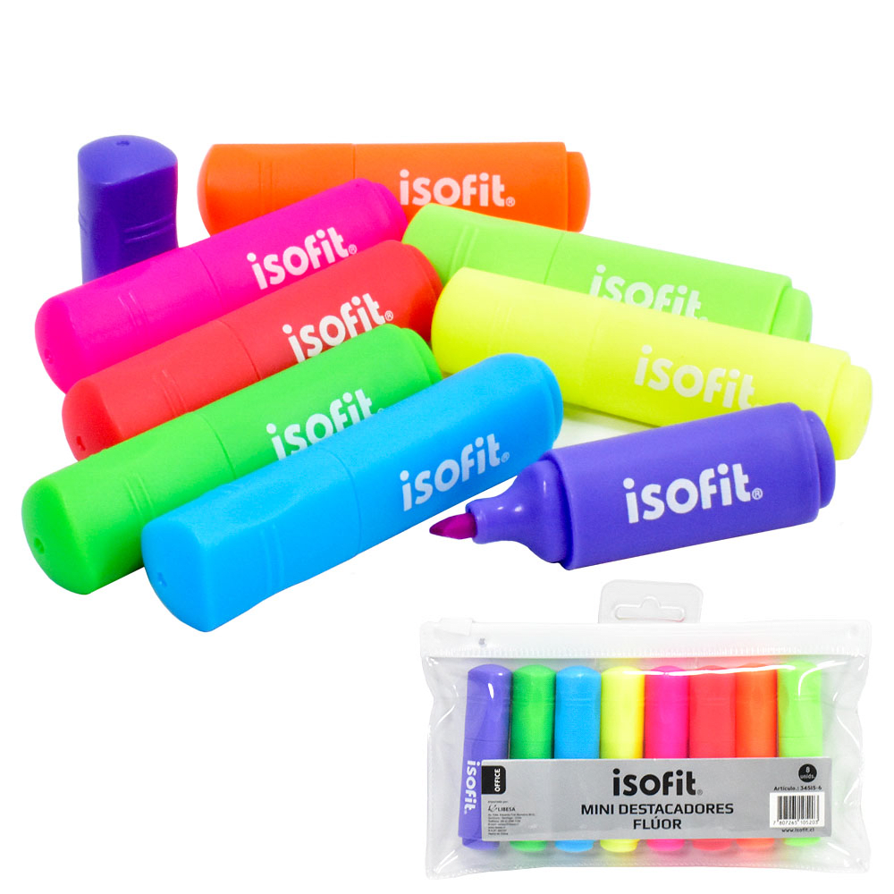 Set 08 Destacador Mini Colores Fluor1