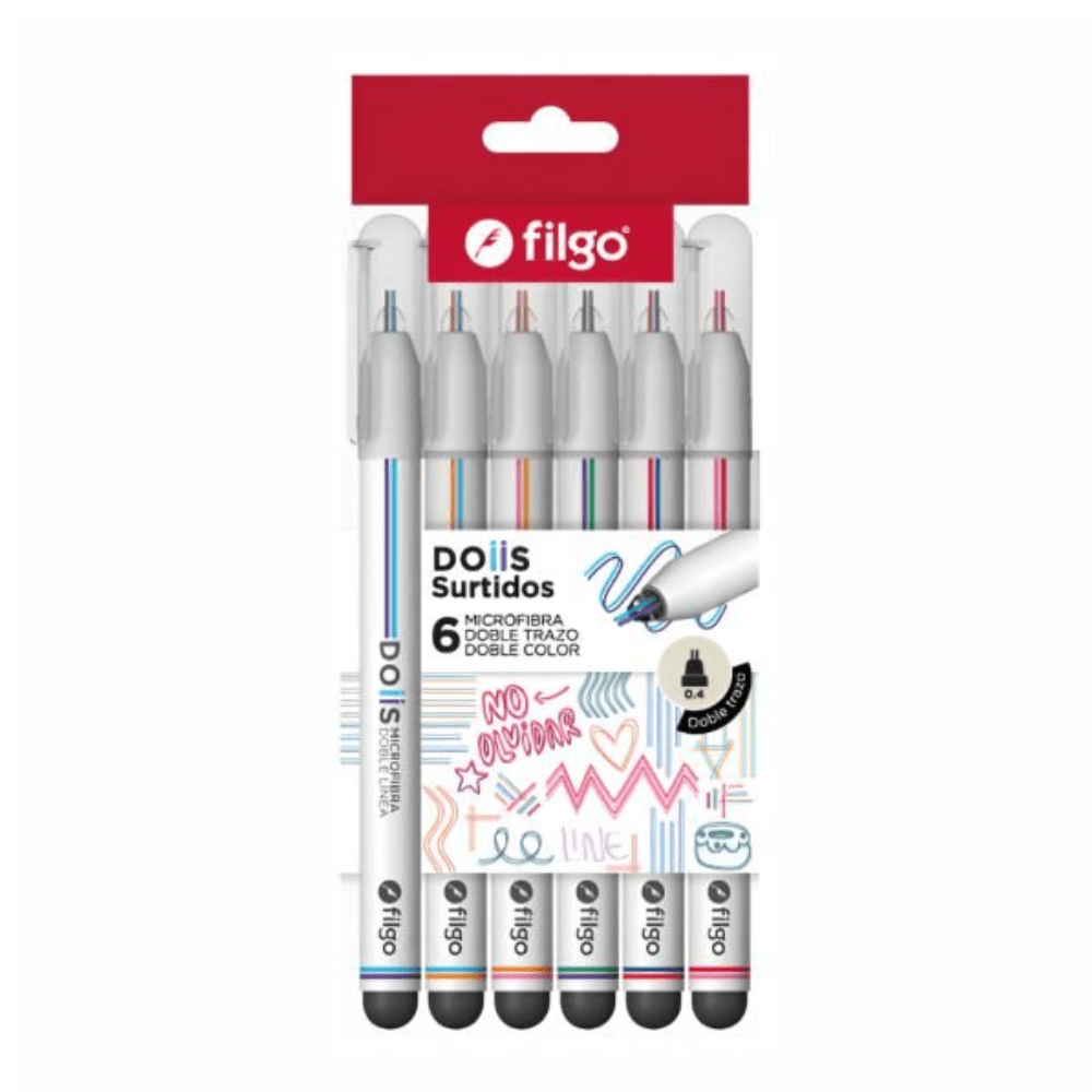 Set 06 Boligrafos doble Linea Filgo1