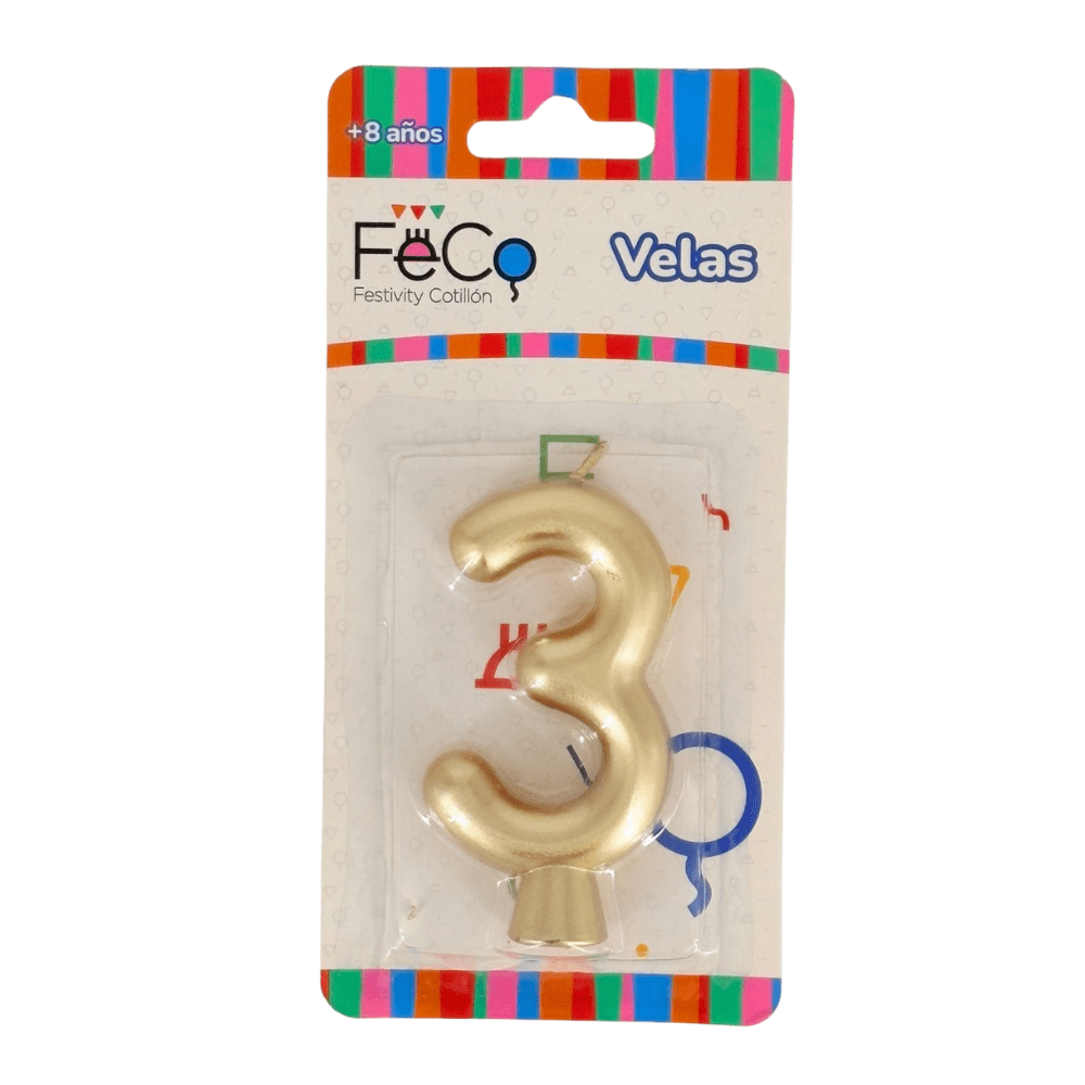 Vela Cumplea¤os Numeros Dorado5