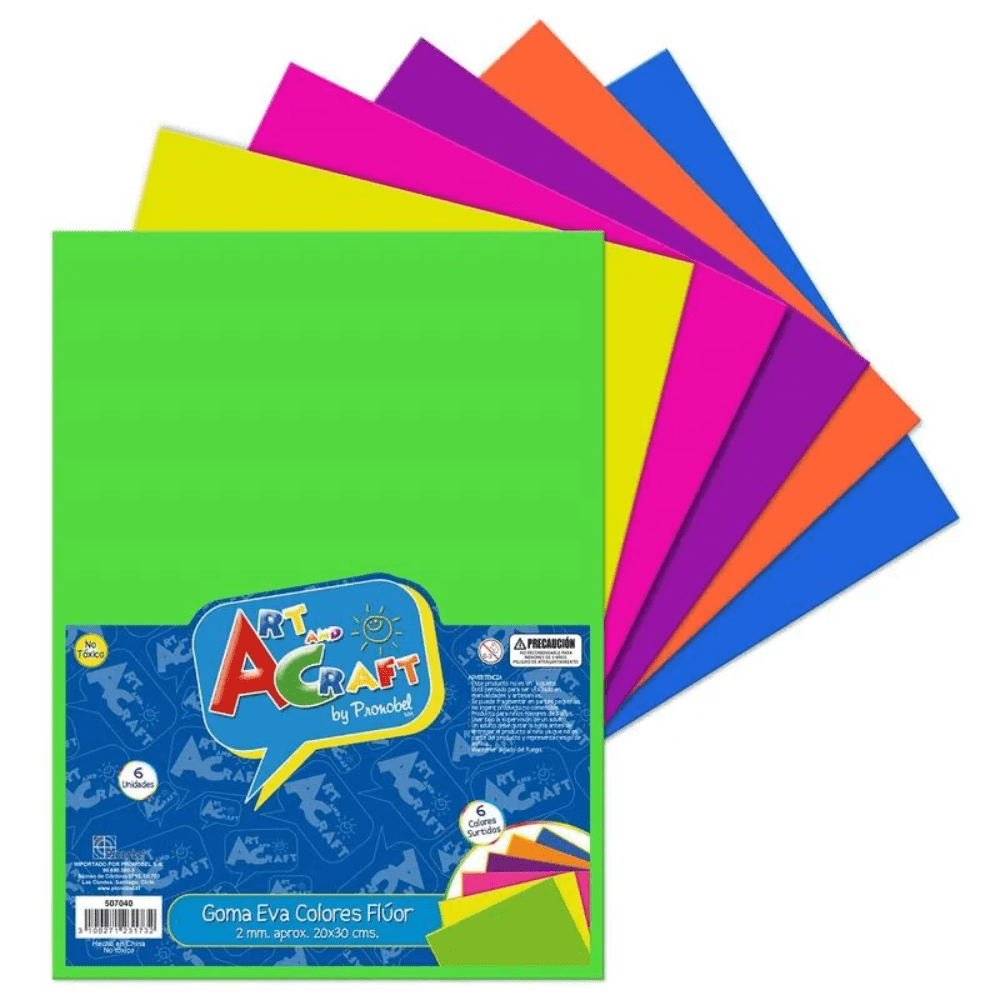 06Un Goma Eva Lamina 20X30 Surtida Fluor1