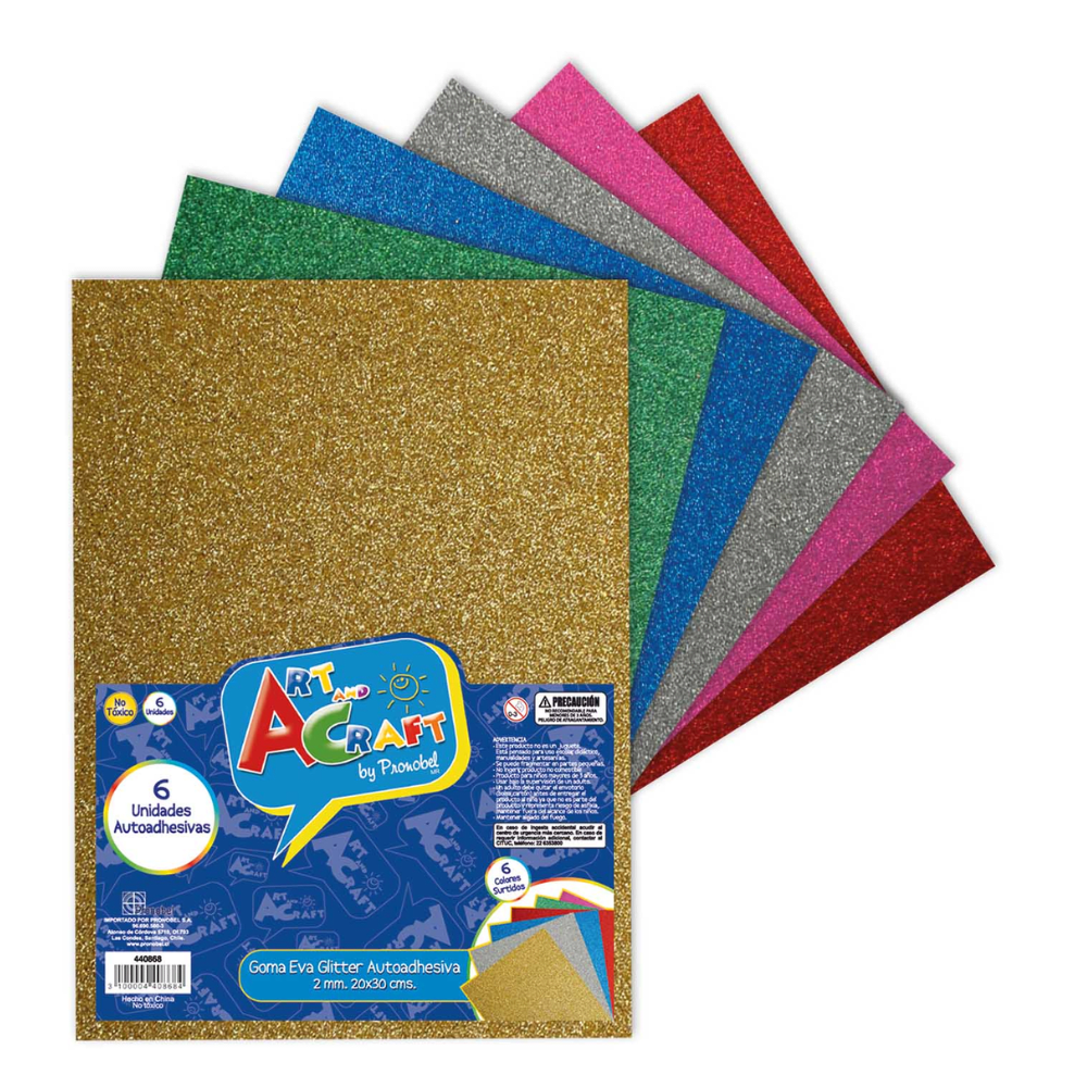06Un Goma Eva Glitter Lamina 20X30 Surtida Col Adhesiva1