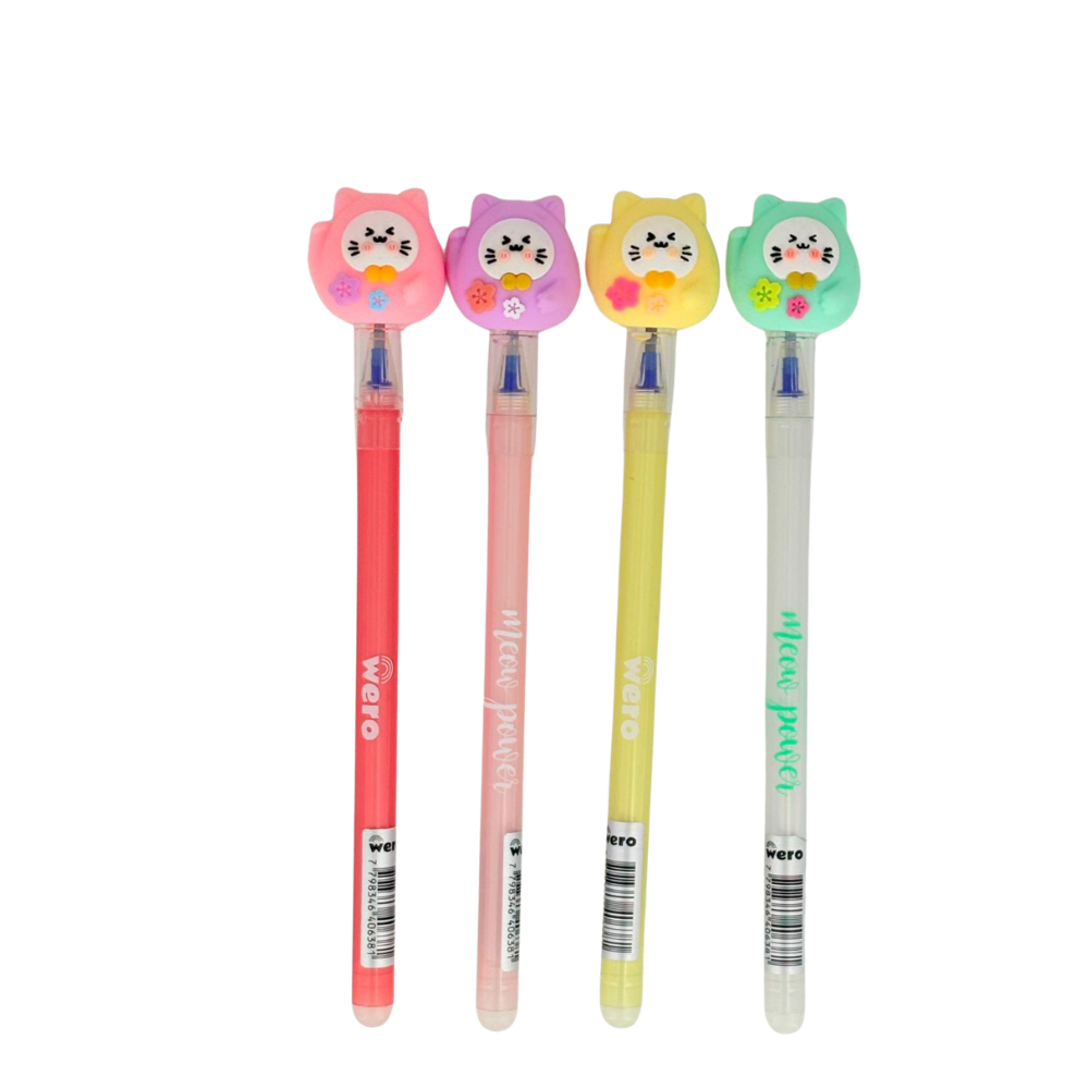 Lapiz Gel Borrable 0.7 Diseño Meow Power Wero1