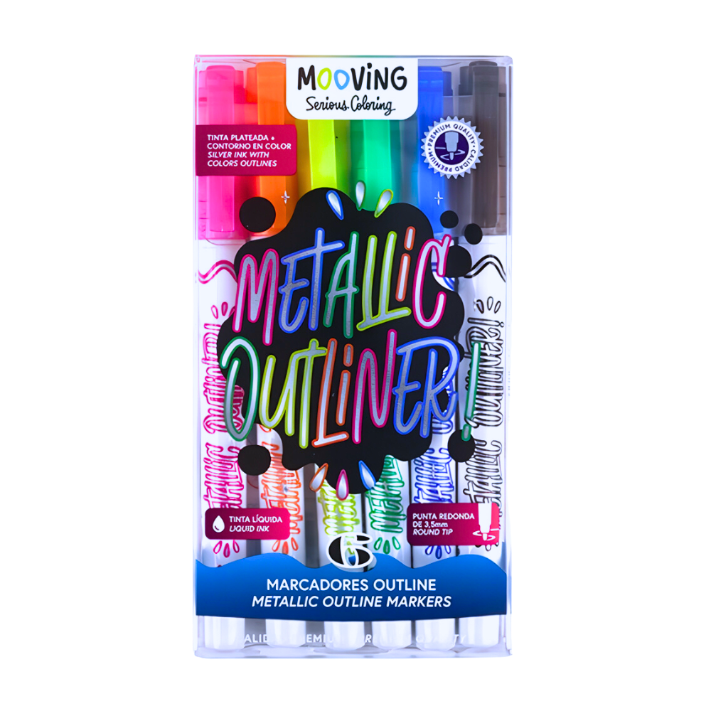 Set 06 Marcadores Perm Outliner Plata Mooving1