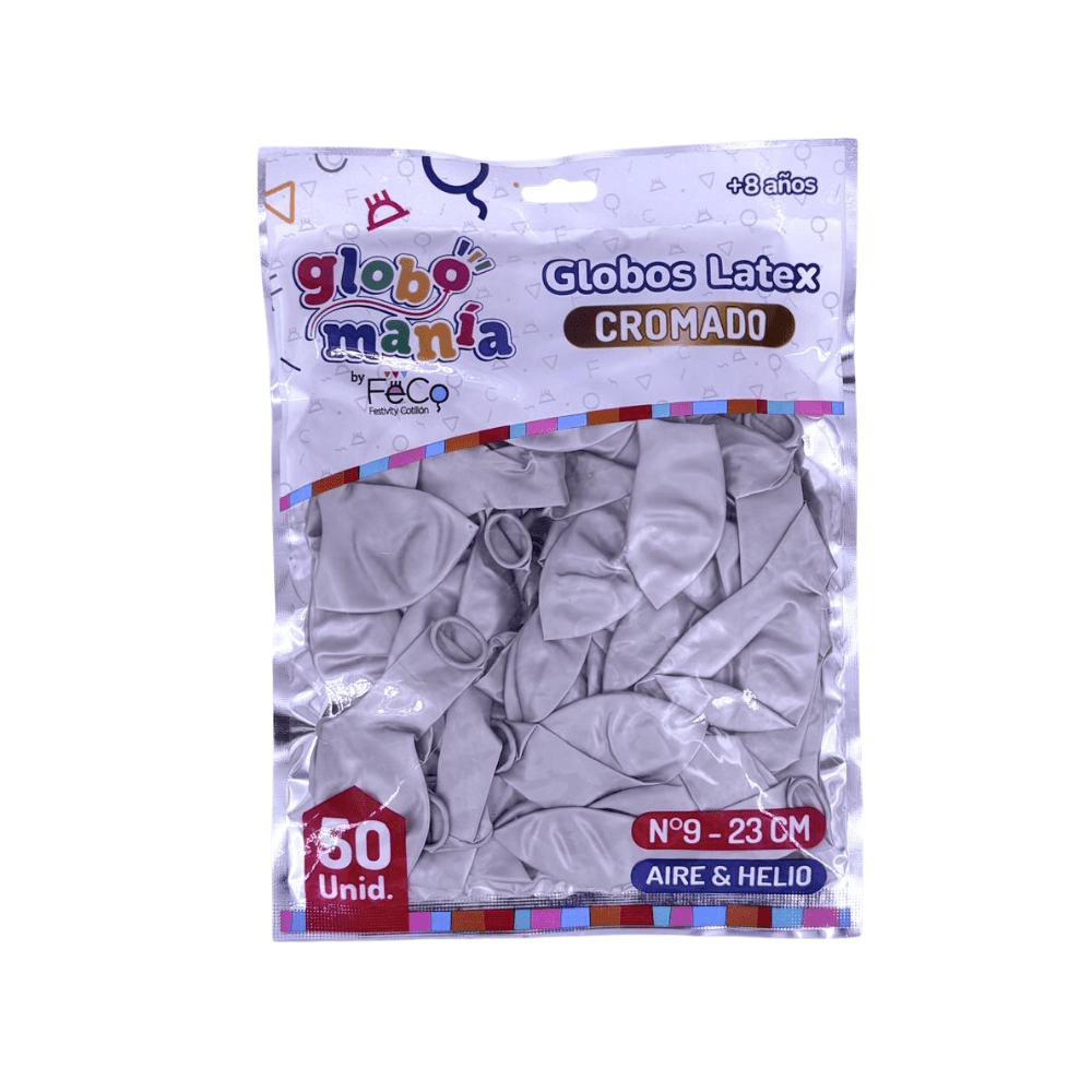 Globo Cromado N°9 Plateado 50Un Feco1