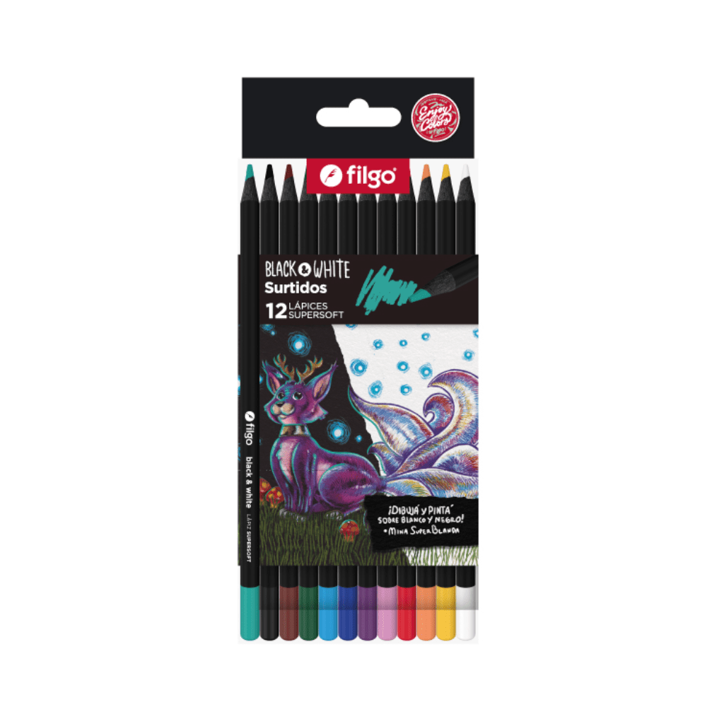 Lapiz Color 12 Un Intensos Black & White Super Soft1