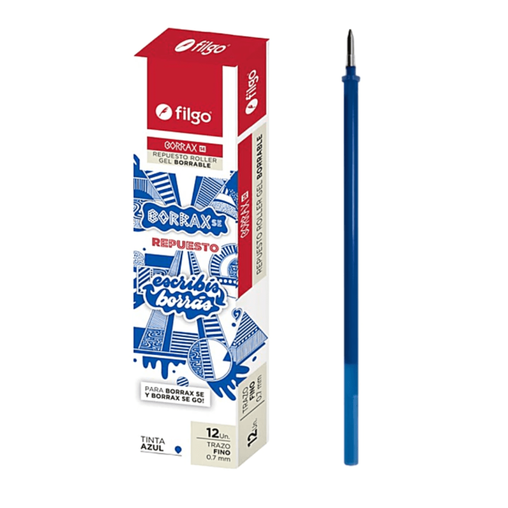 Set 12 Repuestos Gel Borrable Azul Borrax Filgo1
