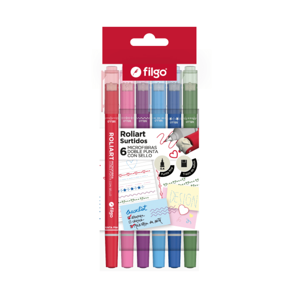 Set 06 Microfibra Doble Punta con Sello Roliart Filgo1