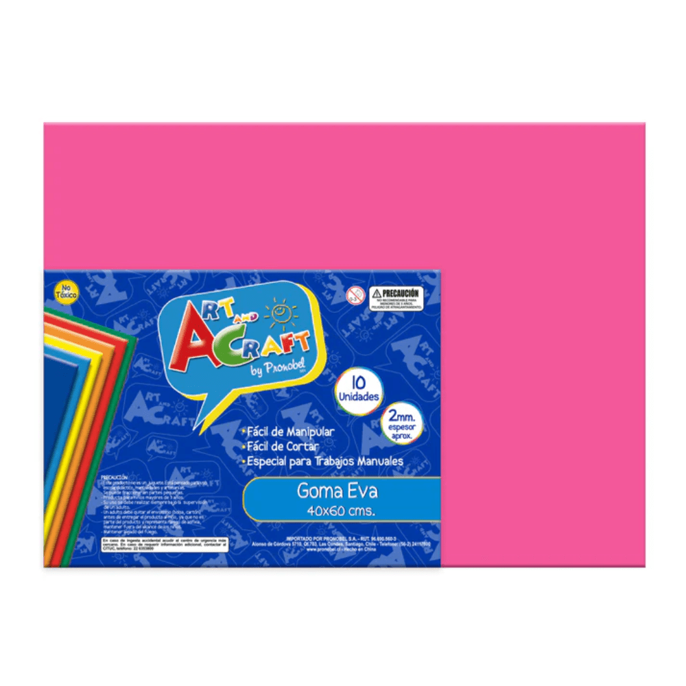10un Goma Eva Lisa 40x60cm Rosado Art&Craft1