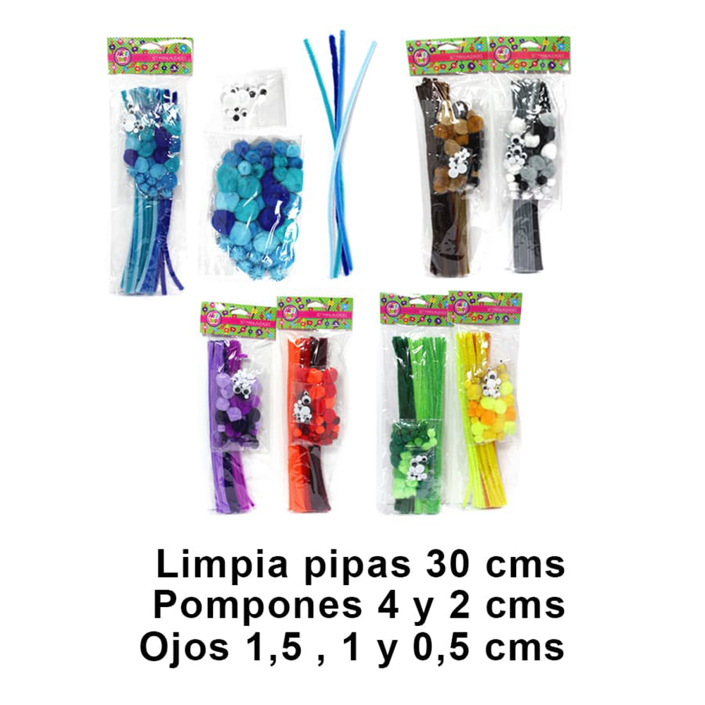 Varilla Chenille/Limpiapipas Mas Pompones y Ojos1