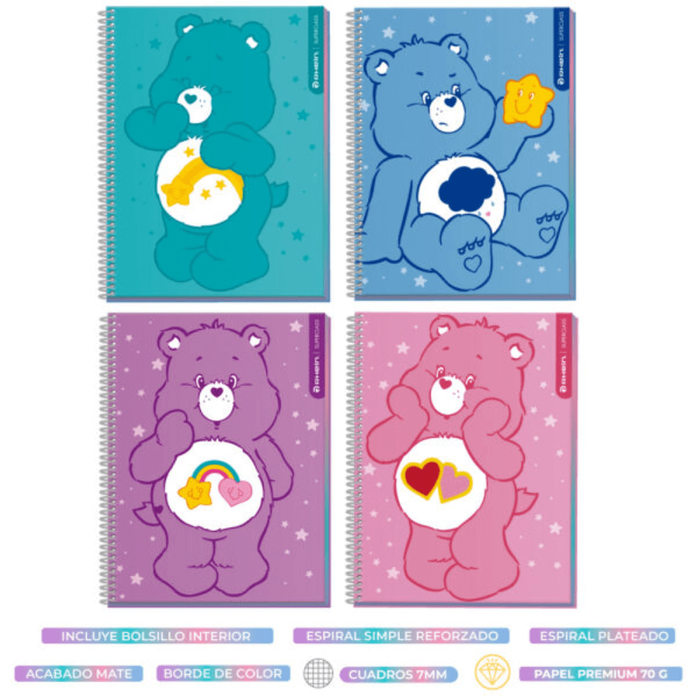Cuaderno Triple Carta Mat 7mm 120Hjs Care Bears Rhein1
